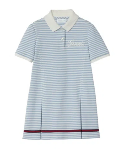 Gucci Embroidery Cotton Dress In Gray