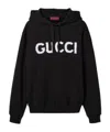 Gucci Men Black Hoodie With Embroidered Logo On The Front In Cotton Man In Black