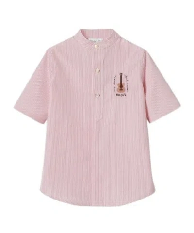 Gucci Embroidery Cotton Shirt In Pink