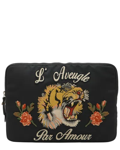 Pre-owned Gucci Embroidery Laptop Case Clutch Bag (authentic Pre-loved)