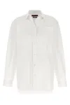 Gucci Women White Shirt With Tonal Logo Lettering Embroidery On The Collar In Cotton Woman