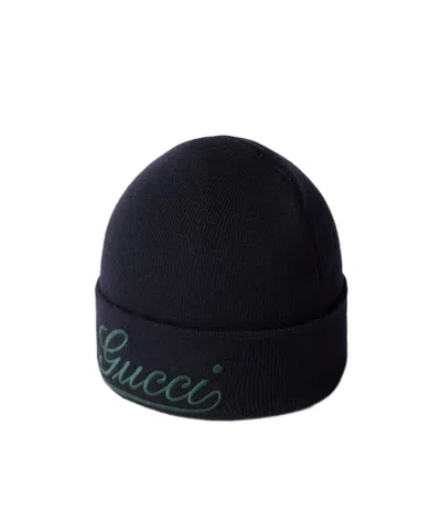 GUCCI GUCCI LOGO EMBROIDERED BEANIE