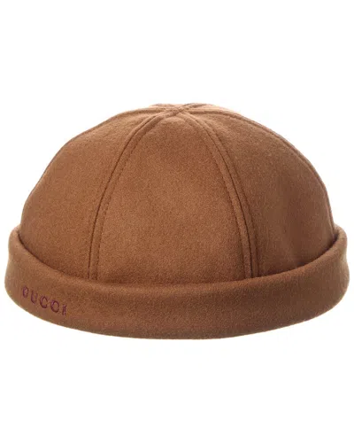 Gucci Embroidery Wool Hat In Brown
