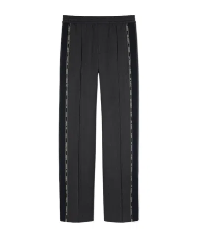 Gucci Embroidery Wool Trousers In Dark Grey And Navy Blue