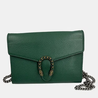 Pre-owned Gucci Emerald Green Dionysus Mini Chain Wallet