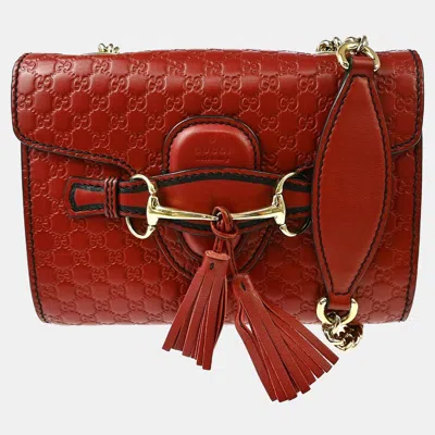 Pre-owned Gucci Emily Mini Shoulder Bag In Red