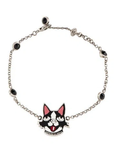 Pre-owned Gucci Enamel & Crystal 'bosco & Orso' Bracelet, 7.75" In Multi
