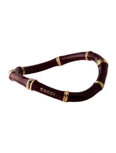 Pre-owned Gucci Enamel Bamboo Choker Necklace, 14" In Burgundy