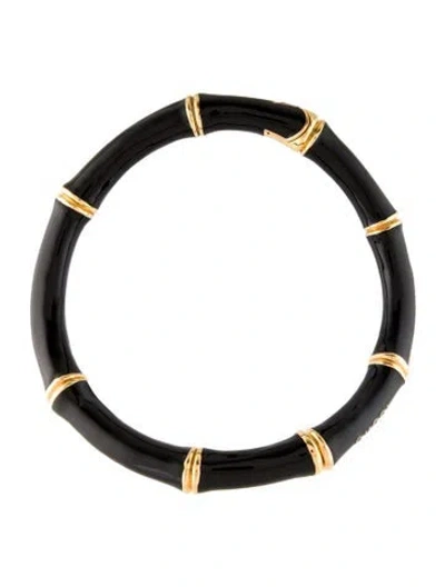 Pre-owned Gucci Enamel Bamboo Choker Necklace, 19" In Black