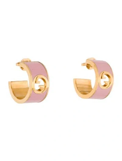 Pre-owned Gucci Enamel 'blondie' Hoop Earrings In Multi