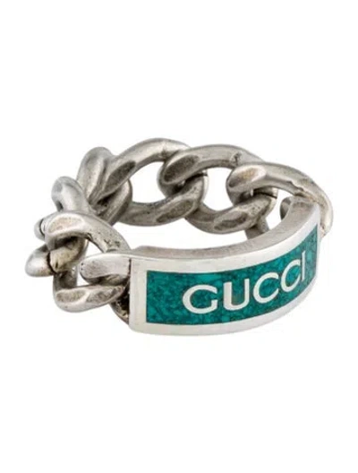 Pre-owned Gucci Enamel Chain Link Band Ring In Multi