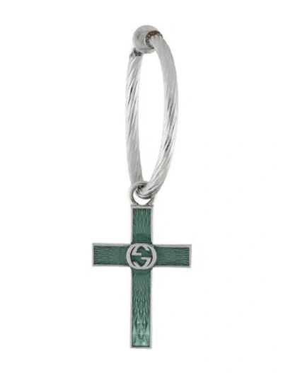 Pre-owned Gucci Enamel Cross Single Hoop Earring In Multicolor