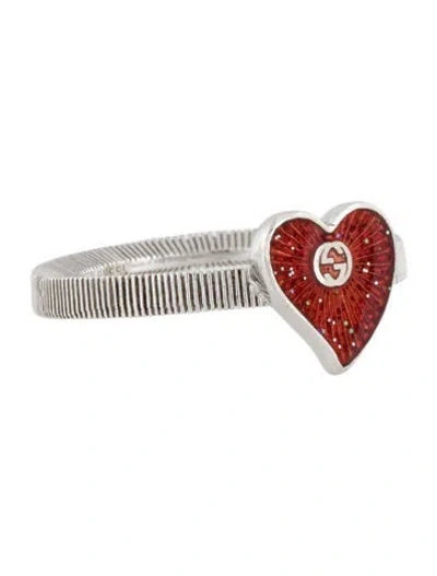 Pre-owned Gucci Enamel Gg Heart Ring In Multi