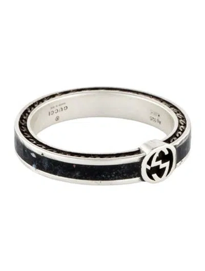 Pre-owned Gucci Enamel Interlocking G Band In Black