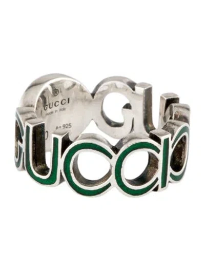 Pre-owned Gucci Enamel Interlocking G Band In Green