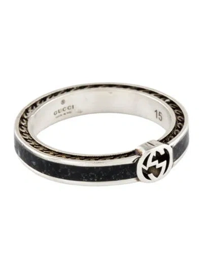 Pre-owned Gucci Enamel Interlocking G Band Ring In Multi