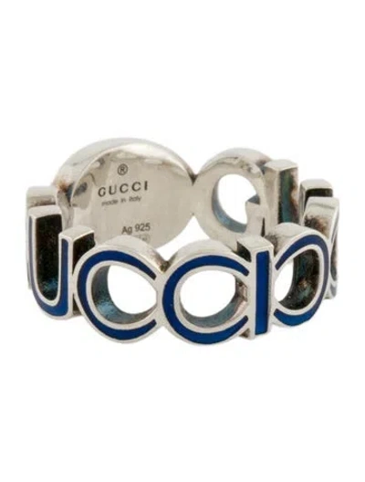 Pre-owned Gucci Enamel Interlocking G Band Ring In Multi