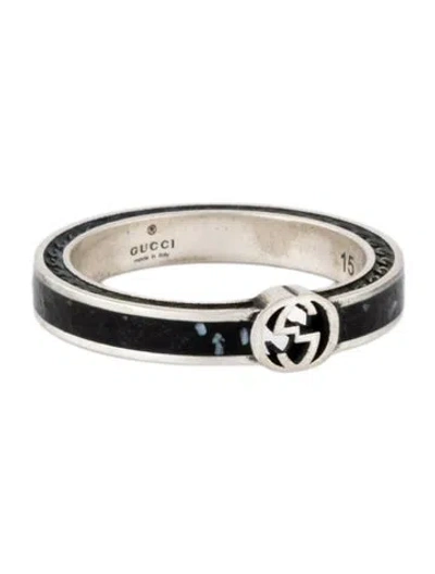 Pre-owned Gucci Enamel Interlocking G Band Ring In Multicolor