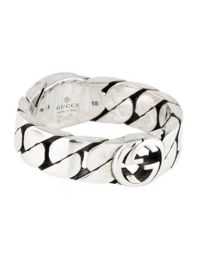Pre-owned Gucci Enamel Interlocking G Chain Link Ring In Multi