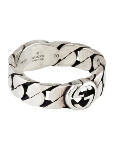 Pre-owned Gucci Enamel Interlocking G Chain Link Ring In Multi