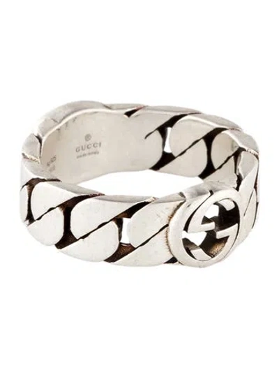 Pre-owned Gucci Enamel Interlocking G Chain Link Ring In Multi