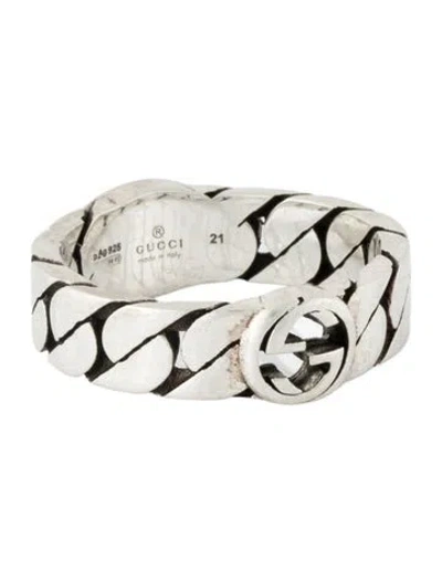 Pre-owned Gucci Enamel Interlocking G Chain Link Ring In Multi