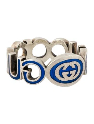 Pre-owned Gucci Enamel Interlocking G Ring In Multi