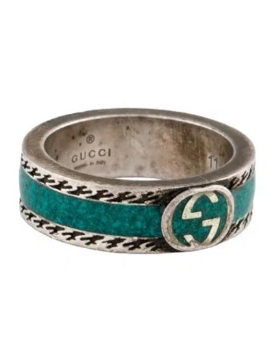 Pre-owned Gucci Enamel Interlocking G Ring In Multi
