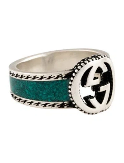 Pre-owned Gucci Enamel Interlocking G Ring In Multicolor