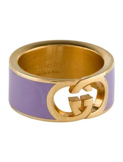 Pre-owned Gucci Enamel Interlocking G Ring In Purple