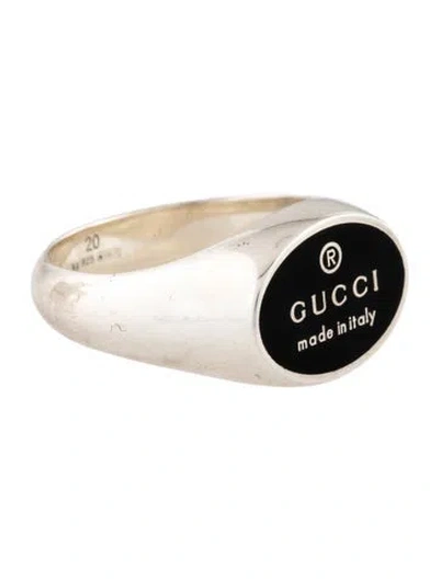Pre-owned Gucci Enamel Logo Signet Ring In Multicolor