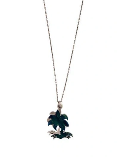 Pre-owned Gucci Enamel Palm Tree Pendant Necklace, 20" In Multi