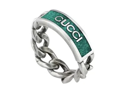 Pre-owned Gucci Enamel Ring In Teal/black In Multi