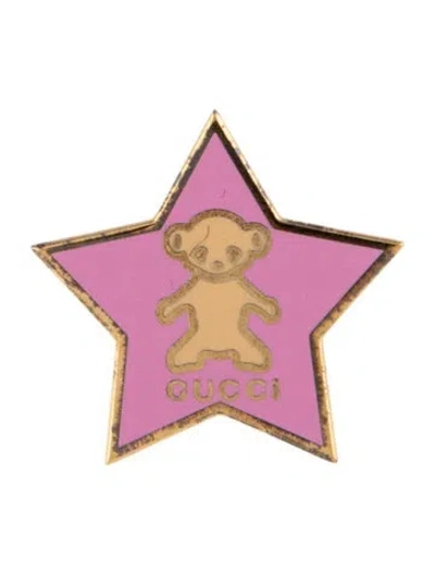 Pre-owned Gucci Enamel Teddy Start Pin Brooch In Multicolor