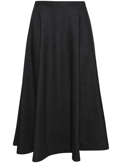 Gucci English Grisaille Midi Skirt In Gray