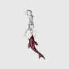 Gucci Engraved Dolphin Keychain Charm In Bordeaux
