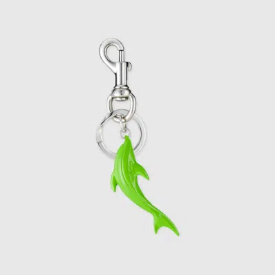 Gucci Engraved Dolphin Keychain Charm In Green