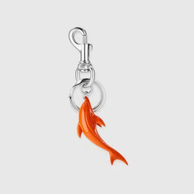 Gucci Engraved Dolphin Keychain Charm In Orange