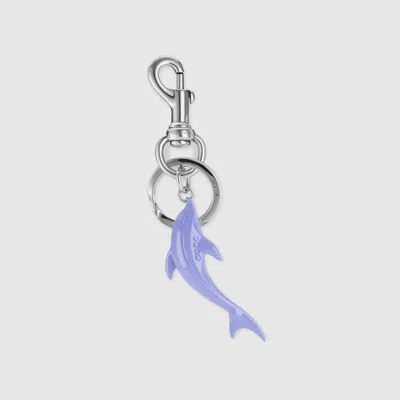 Gucci Engraved Dolphin Keychain Charm In Purple