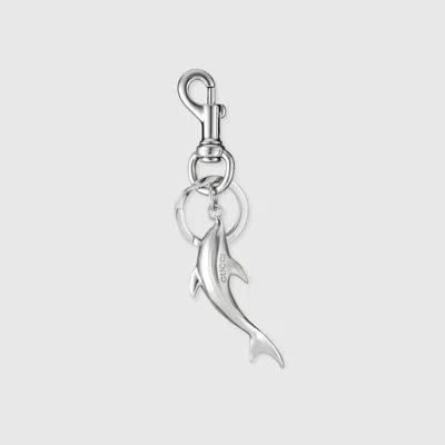Gucci Engraved Dolphin Keychain Charm In Silver