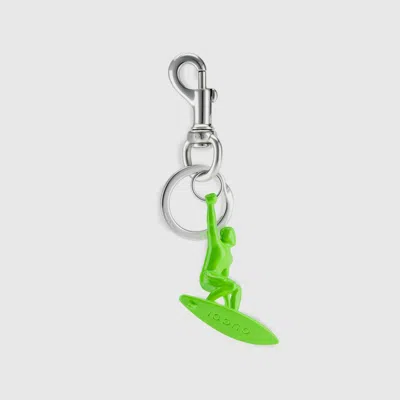 Gucci Engraved Surfer Keychain Charm In Green