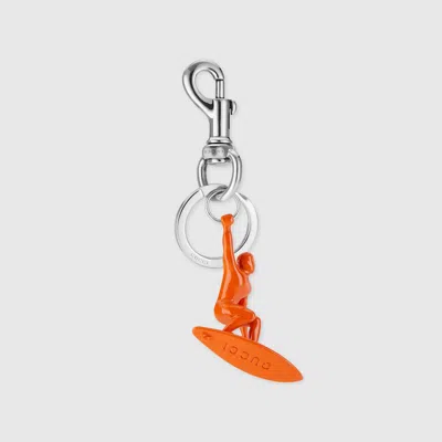 Gucci Engraved Surfer Keychain Charm In Orange