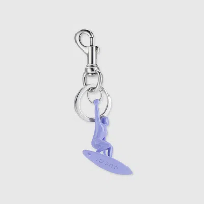 Gucci Engraved Surfer Keychain Charm In Purple
