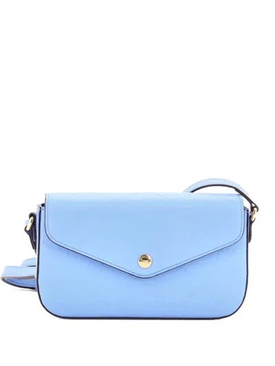 Pre-owned Gucci Envelope Flap Jumbo Gg Embossed Leather Super Mini Crossbody Bag In Purple