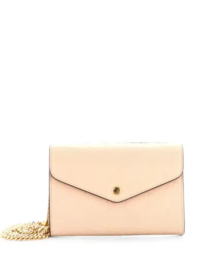 Pre-owned Gucci Envelope Wallet On Chain Ssima Leather Shoulder Bag In Neutral