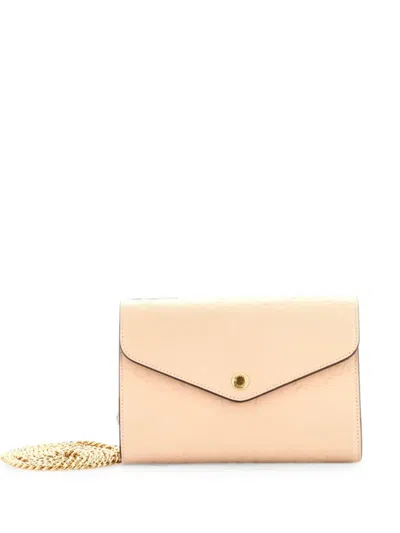 Pre-owned Gucci Envelope Wallet On Chain Ssima Leather Shoulder Bag In Neutral