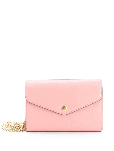 Pre-owned Gucci Envelope Wallet On Chain Ssima Leather Shoulder Bag In Pink