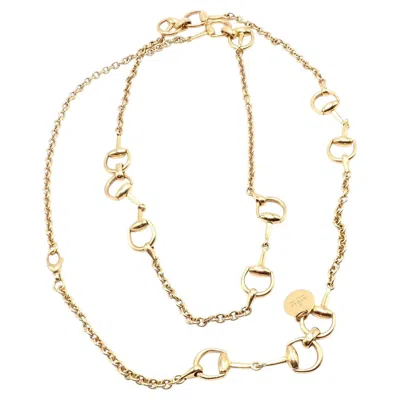 Pre-owned Gucci Equestrian Horsebit 36" Long Link Chain Yellow Gold Necklace