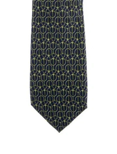 Pre-owned Gucci Equestrian Patterned Silk Tie In Multi