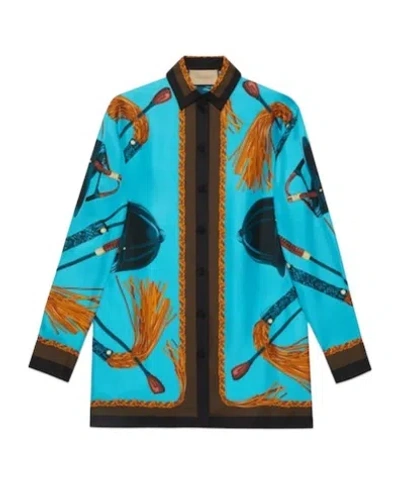 GUCCI GUCCI EQUESTRIAN PRINTED TWILL SHIRT